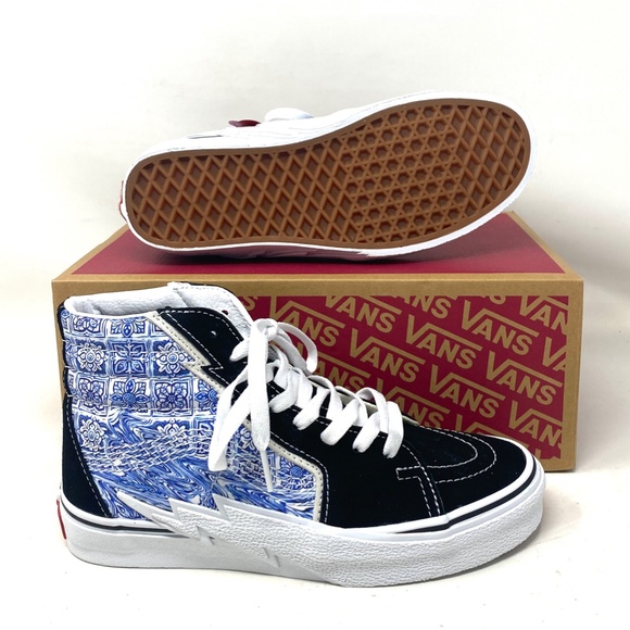 VANS Sk8-Hi Bolt Skate Shoes Canvas Suede Sneakers Blue Black Women VN0A5JIBLK - Picture 3 of 9